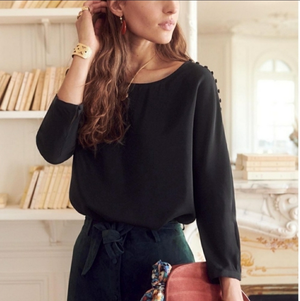 Sezane Emmy blouse in black sz FR 36 / US 4